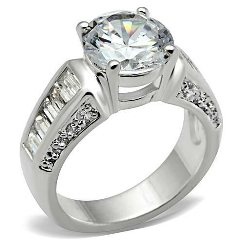 SS031 - Silver 925 Sterling Silver Ring with AAA Grade CZ in Clear