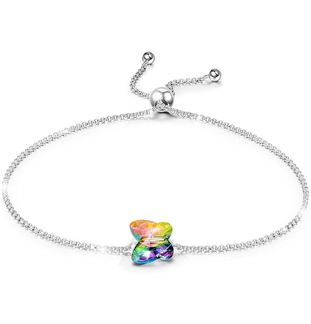 Rainbow Stone Butterfly Bracelet