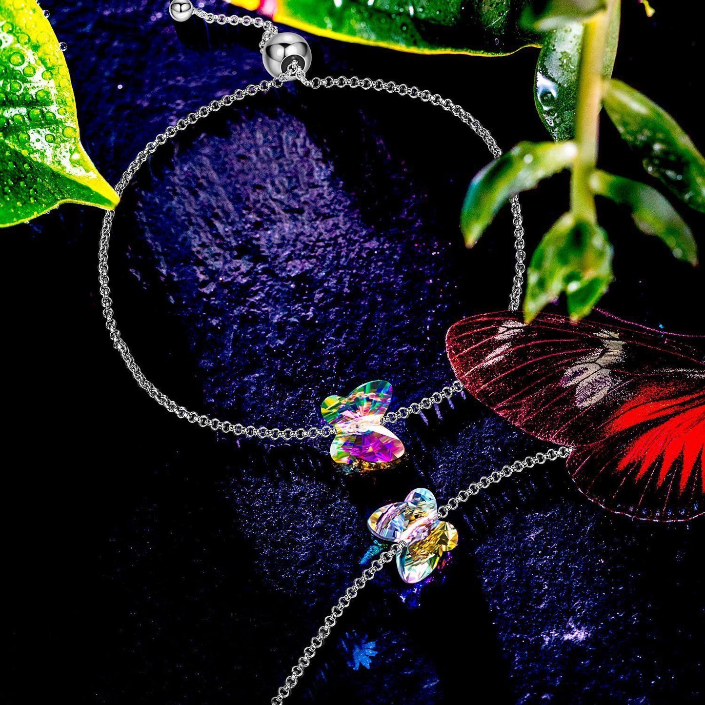 Rainbow Stone Butterfly Bracelet