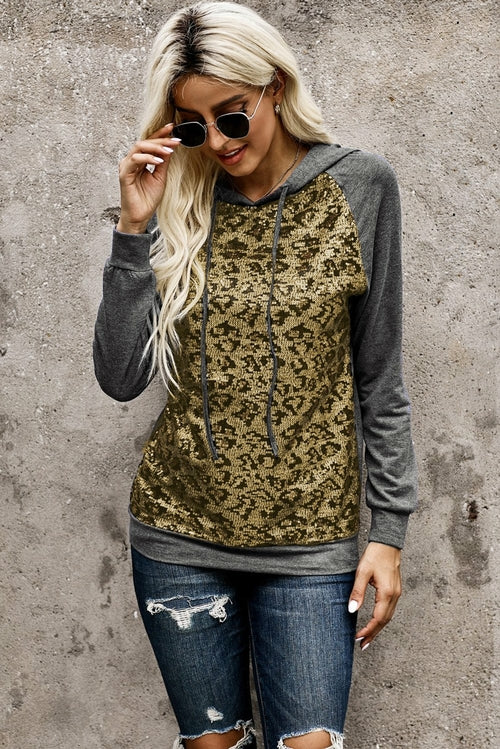 Sequin Leopard Gray Hoodie