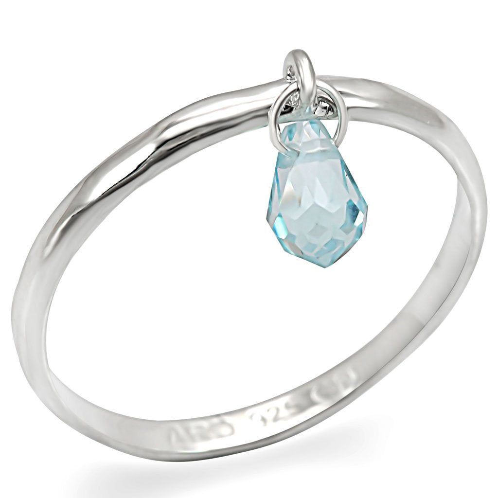 LOS268 - Silver 925 Sterling Silver Ring with Genuine Stone  in Sea